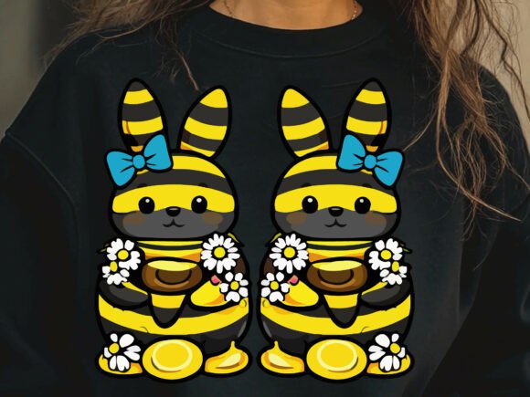 Adorable Easter Bee-bunny PNG ,SVG