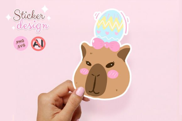 Capybara Easter Egg on Head PNG SVG