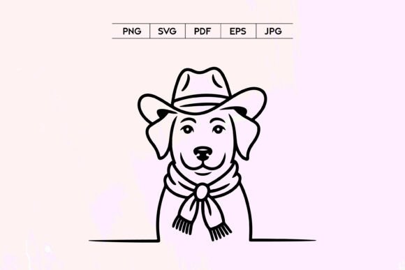 Cowboy Dog Face Line Art SVG Review