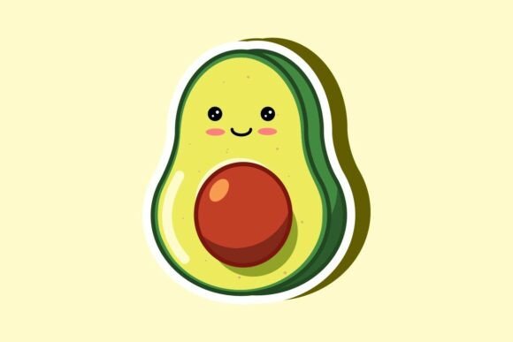 Cute Avocado Kawaii Cartoon Sticker Review