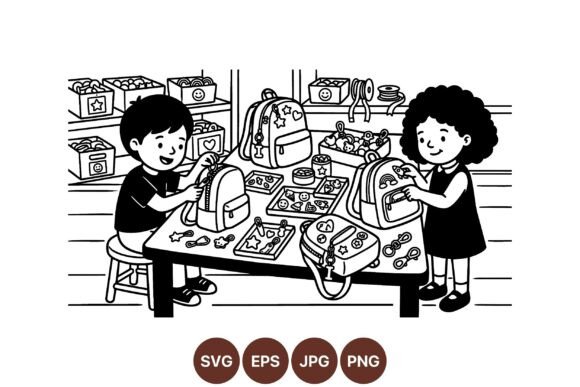 Kids Craft Backpack Sticker Design