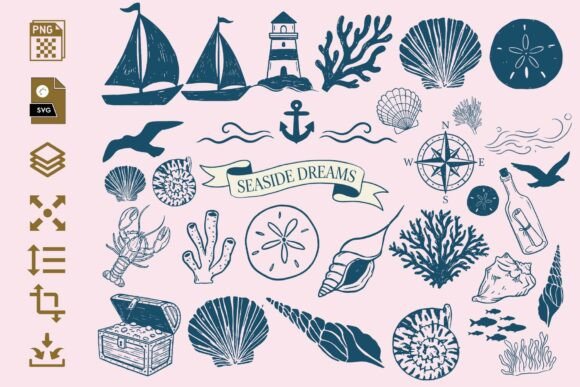 Nautical Clipart Set- PNG SVG Bundle
