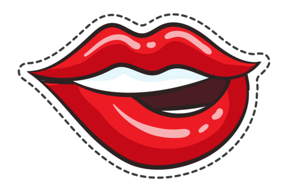 Sexy Lip Biting Sticker. Flirting Woman