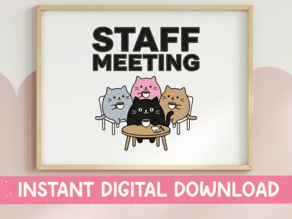 Staff Meeting Cat Crew Funny SVG